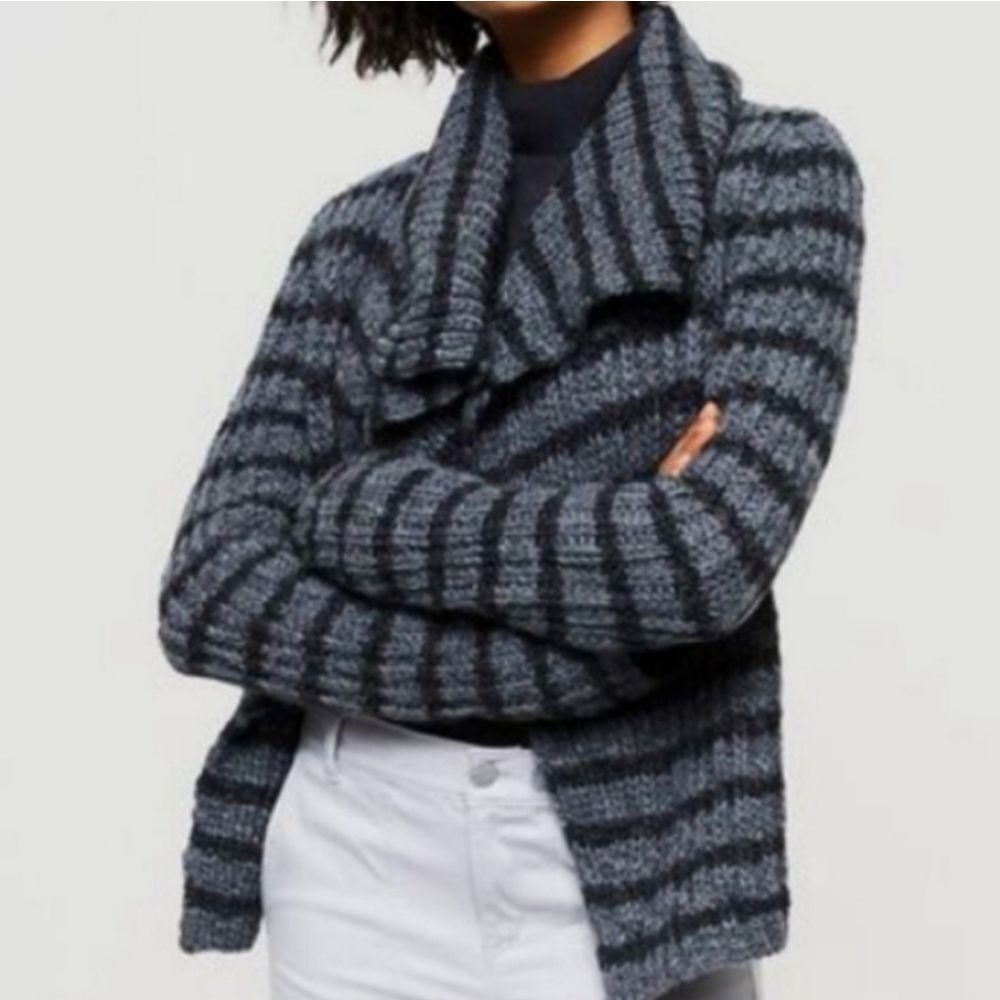 🔸️Lou & Grey Striped Alpaca & Wool Blend Open Front Sweater Large